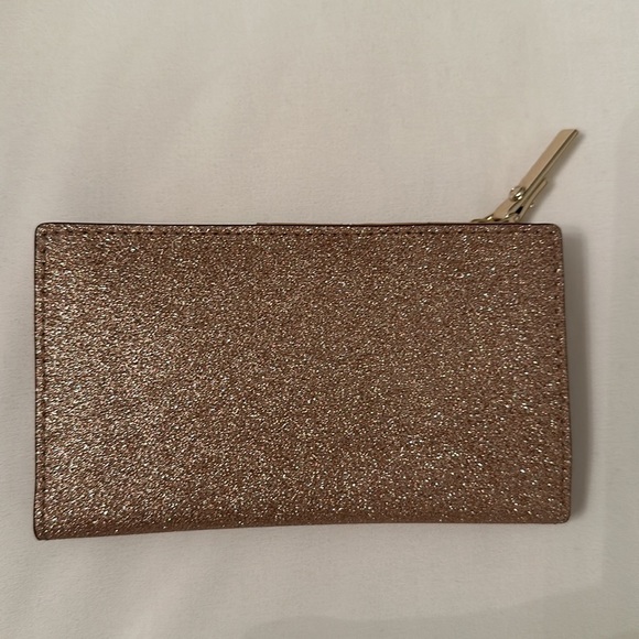 Kate spade tan sparkly 6-slot card holder with zippered coin compartment! - Picture 3 of 4